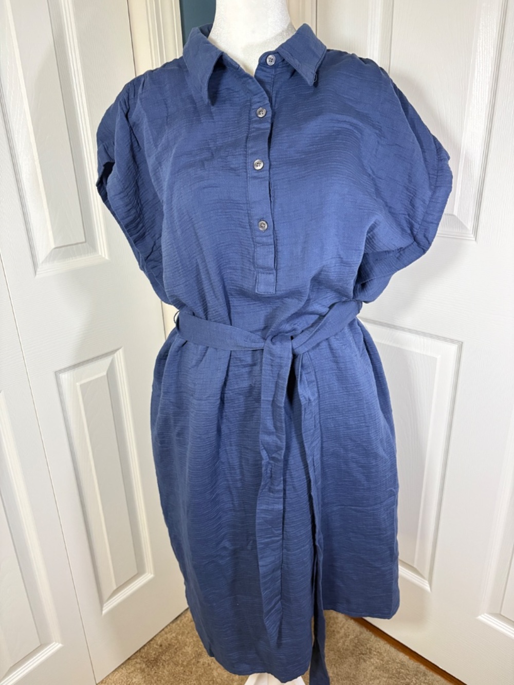 NWT Banana Republic Navy Gauze Dress / Size XL - Picture 3 of 8